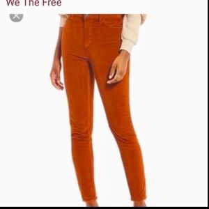 We the Free burnt orange high waist frayed hem corduroy skinny jeans 26